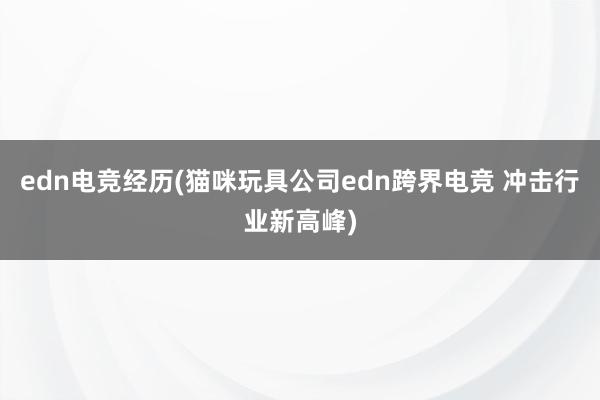 edn电竞经历(猫咪玩具公司edn跨界电竞 冲击行业新高峰)