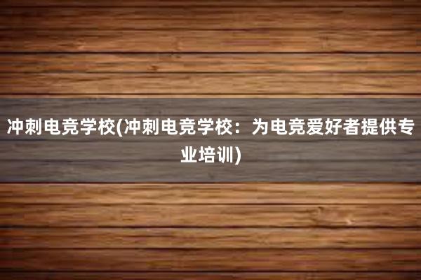 冲刺电竞学校(冲刺电竞学校：为电竞爱好者提供专业培训)