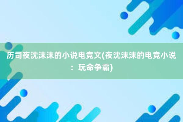 历司夜沈沫沫的小说电竞文(夜沈沫沫的电竞小说：玩命争霸)