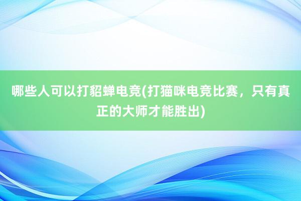 哪些人可以打貂蝉电竞(打猫咪电竞比赛，只有真正的大师才能胜出)