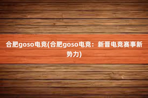 合肥goso电竞(合肥goso电竞：新晋电竞赛事新势力)