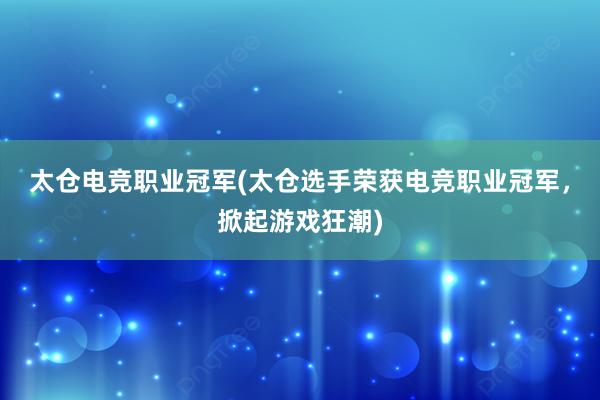 太仓电竞职业冠军(太仓选手荣获电竞职业冠军，掀起游戏狂潮)