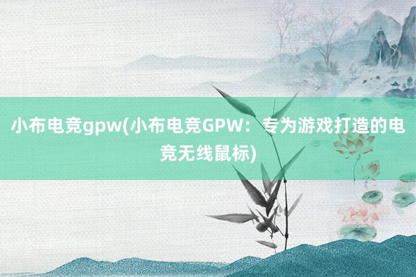 小布电竞gpw(小布电竞GPW：专为游戏打造的电竞无线鼠标)