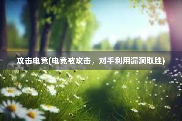 攻击电竞(电竞被攻击，对手利用漏洞取胜)