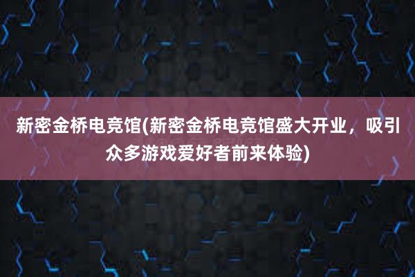 新密金桥电竞馆(新密金桥电竞馆盛大开业，吸引众多游戏爱好者前来体验)