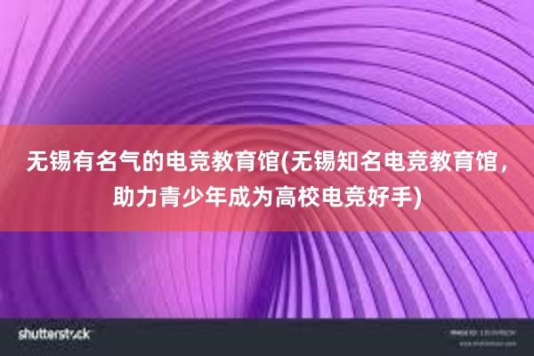 无锡有名气的电竞教育馆(无锡知名电竞教育馆，助力青少年成为高校电竞好手)