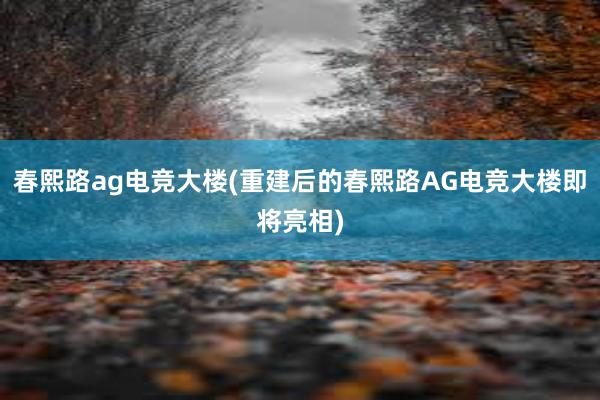 春熙路ag电竞大楼(重建后的春熙路AG电竞大楼即将亮相)