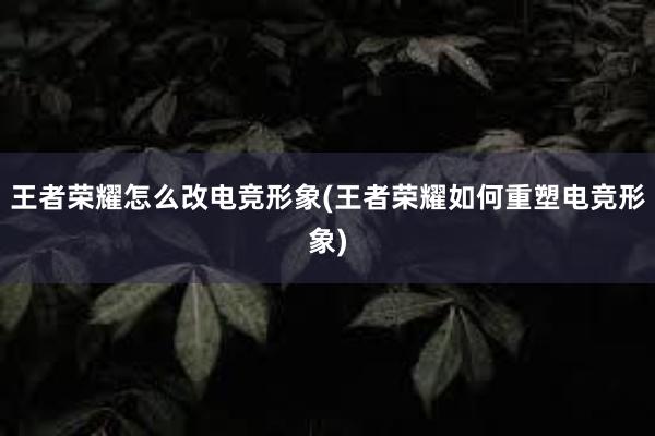 王者荣耀怎么改电竞形象(王者荣耀如何重塑电竞形象)