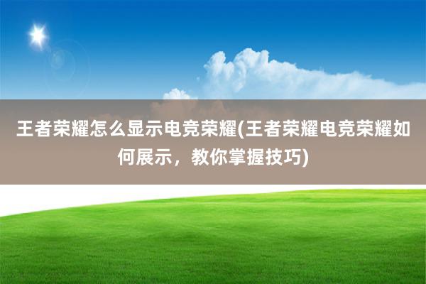 王者荣耀怎么显示电竞荣耀(王者荣耀电竞荣耀如何展示，教你掌握技巧)