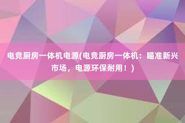 电竞厨房一体机电源(电竞厨房一体机：瞄准新兴市场，电源环保耐用！)