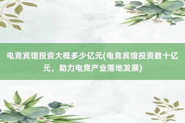 电竞宾馆投资大概多少亿元(电竞宾馆投资数十亿元，助力电竞产业落地发展)