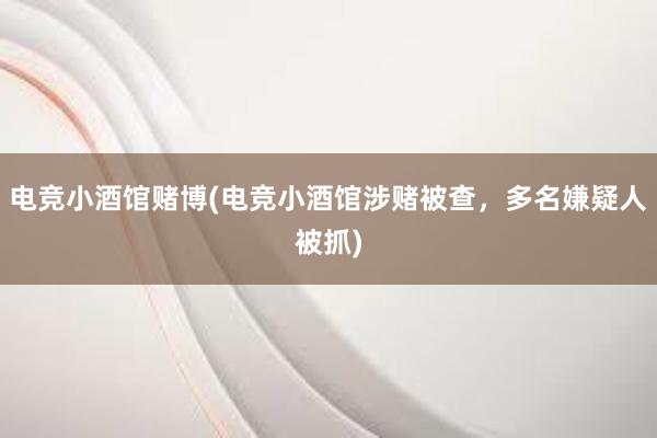 电竞小酒馆赌博(电竞小酒馆涉赌被查，多名嫌疑人被抓)