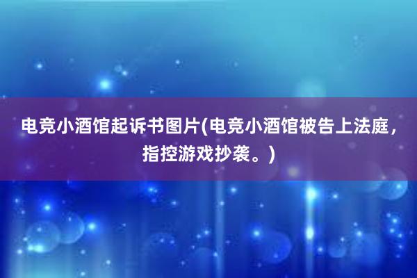 电竞小酒馆起诉书图片(电竞小酒馆被告上法庭，指控游戏抄袭。)