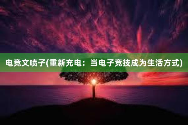 电竞文喷子(重新充电：当电子竞技成为生活方式)