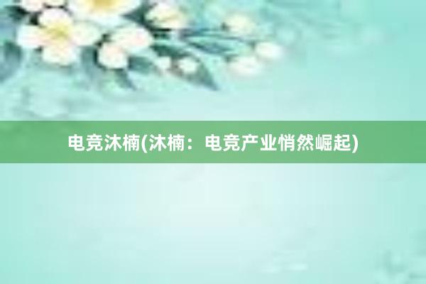 电竞沐楠(沐楠：电竞产业悄然崛起)