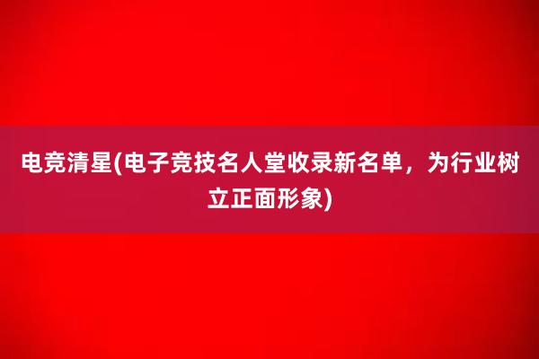 电竞清星(电子竞技名人堂收录新名单，为行业树立正面形象)