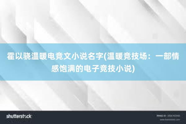 霍以骁温暖电竞文小说名字(温暖竞技场：一部情感饱满的电子竞技小说)