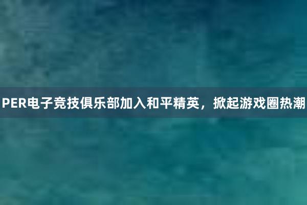 PER电子竞技俱乐部加入和平精英，掀起游戏圈热潮