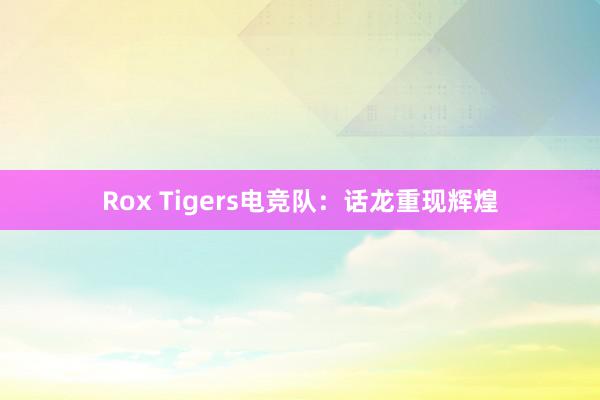 Rox Tigers电竞队：话龙重现辉煌