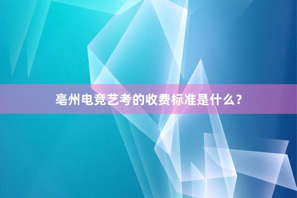 亳州电竞艺考的收费标准是什么？