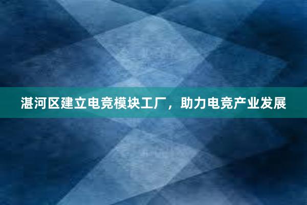 湛河区建立电竞模块工厂，助力电竞产业发展