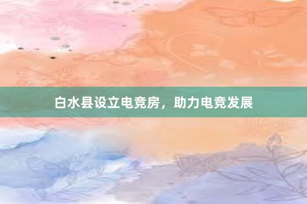 白水县设立电竞房，助力电竞发展