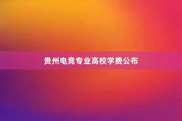 贵州电竞专业高校学费公布